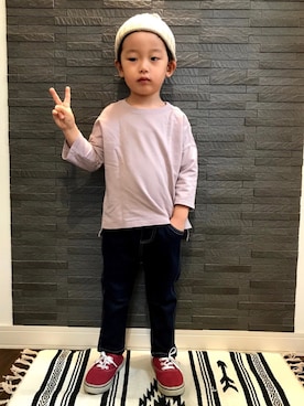 「ラブアンドピース2020」｜「アイテム（ニットキャップ/ビーニー）」を使った、tiinさん（キッズ・100cm）の秋コーディネート