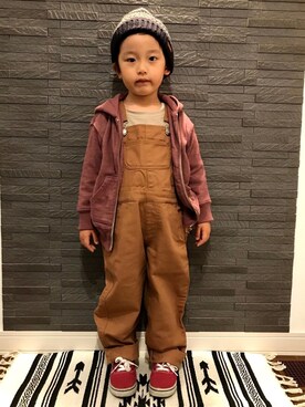 「リラックススタイル」｜「アイテム（オールインワン・サロペット）」を使った、tiinさん（キッズ・100cm）の秋コーディネート