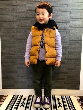 「RADCHAP（ラッドチャップ）のアイテム（スニーカー）」を使った、tiinさん（キッズ・100cm）の冬コーディネート