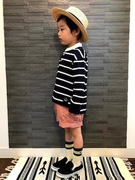 「西松屋」｜「アイテム（スリッポン）」を使った、tiinさん（キッズ・100cm）の春コーディネート