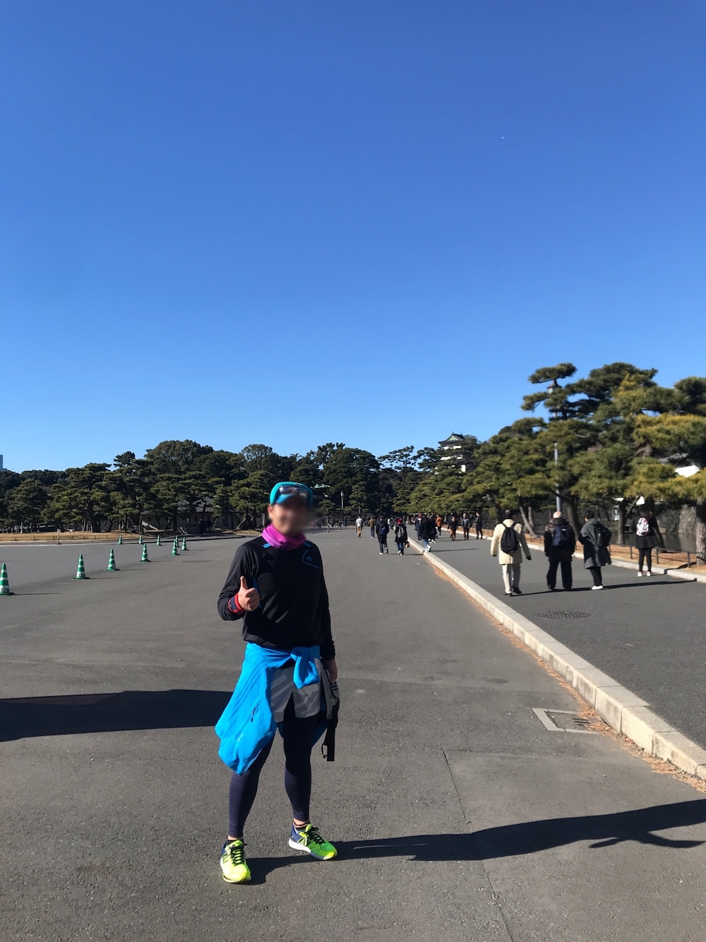 「adidas、adidas techfit、New Balance、スポーツ、マラソン、皇居」｜「adidasのアイテム（キャップ、ブルー系）」を使った、Tore@minさん（メンズ・174cm）の冬コーディネートの1枚目の写真