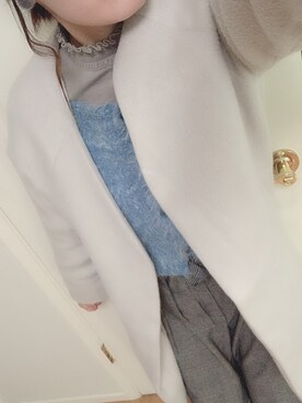 「DISCOAT（ディスコート）のアイテム（ノーカラージャケット）」を使った、そ。さん（レディース・157cm）の冬コーディネート