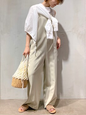 「DouDou（ドゥドゥ）のアイテム（サロペット/オーバーオール）」を使った、hidemiさん（レディース・154cm）の夏コーディネート