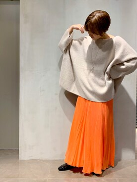 「オレンジスカート」｜hidemiさん（レディース・154cm）の秋コーディネート
