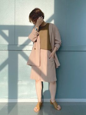 「リネンセットアップ」｜hidemiさん（レディース・154cm）の春コーディネート