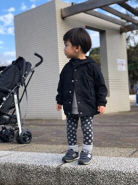 「quoti use fith（クゥオティ　ユース　フィス）のアイテム（マウンテンパーカー）」を使った、Kantaさん（キッズ・80cm）の秋コーディネート