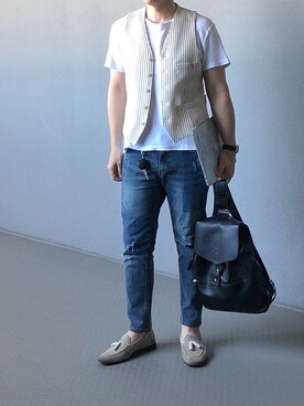 「Cisei（シセイ）のアイテム（バッグ）」を使った、bdyoshiさん（メンズ・167cm）の夏コーディネート