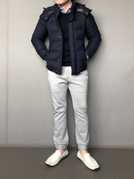 「大人カジュアルコーデ」｜「アイテム（ダウンジャケット/コート）」を使った、bdyoshiさん（メンズ・167cm）の冬コーディネート