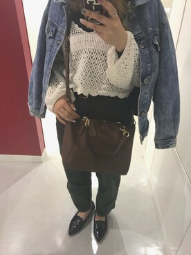 「COACH」｜「アイテム（デニムジャケット）」を使った、Miiiiさん（レディース・155cm）の春コーディネート