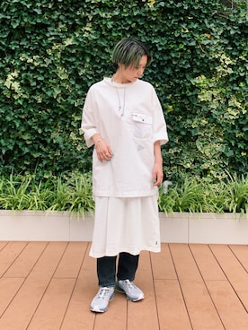 「and wander（アンドワンダー）のアイテム」を使った、カノンさん（レディース・153cm）の夏コーディネート