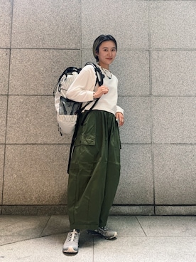 「and wander（アンドワンダー）のアイテム」を使った、カノンさん（レディース・153cm）の夏コーディネート