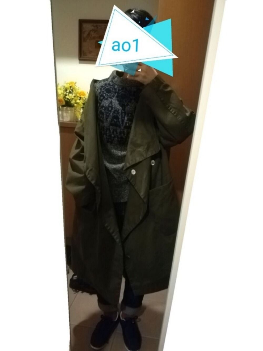 「mercibeaucoup,のＳ：メルスタデニム（デニムパンツ、ブルー系）」を使った、ao1さん（レディース・153cm）の秋コーディネートの1枚目の写真