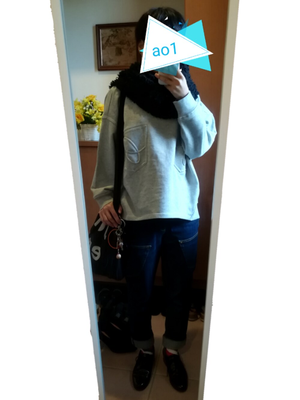 「mercibeaucoup,のＢ：トリコロールソ（Ｓ）（ソックス/靴下、その他）」を使った、ao1さん（レディース・153cm）の秋コーディネートの1枚目の写真