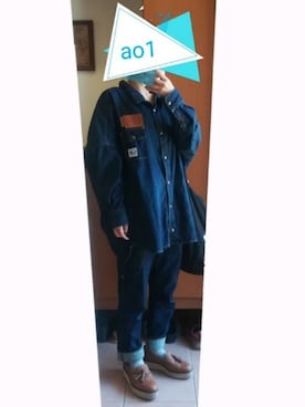 「mercibeaucoup,（メルシーボークー）のアイテム（シャツワンピース）」を使った、ao1さん（レディース・153cm）の秋コーディネート