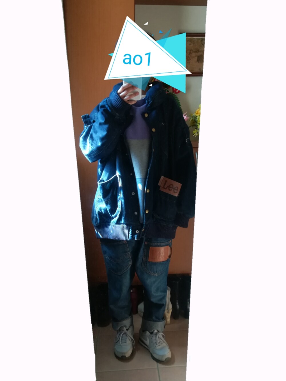 「Leeの【Lee×mercibeaucoup,】Ｓ：Ｌｅｅデニアウター（ブルゾン、ブルー系）」を使った、ao1さん（レディース・153cm）の冬コーディネートの1枚目の写真
