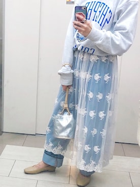 「UNIQLO（ユニクロ）のハイライズワイドストレートジーンズ（デニムパンツ）」を使った、やややさん（レディース・165cm）の冬コーディネート