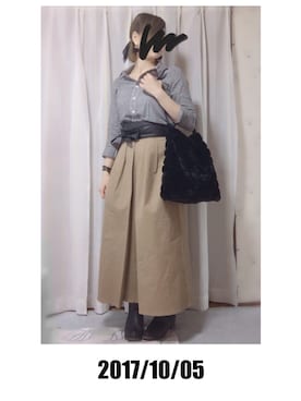 「WOmB（ウーム）のアイテム（トップス）」を使った、Kさん（レディース・155cm）の秋コーディネート