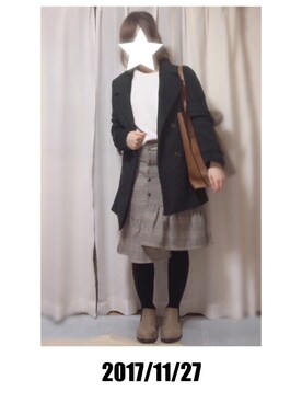 「しまむら（シマムラ）のアイテム（ピーコート）」を使った、Kさん（レディース・155cm）の冬コーディネート