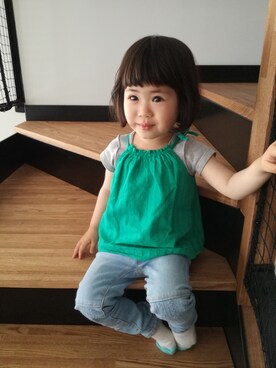 「アイテム（キャミソール）」を使った、irohaさん（キッズ・90cm）の春コーディネート