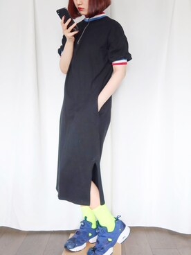 「蛍光カラー」｜「アイテム（ワンピース/ドレス）」を使った、さいとうあいさん（レディース・163cm）の夏コーディネート