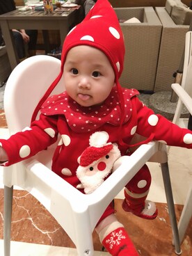 「FREE（フリー）のアイテム」を使った、Aki多多さん（キッズ・80cm）の冬コーディネート