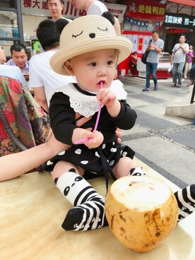 「FREE（フリー）のアイテム」を使った、Aki多多さん（キッズ・80cm）の冬コーディネート