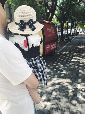 「next（next）のアイテム（シャツワンピース）」を使った、Aki多多さん（キッズ・80cm）の夏コーディネート