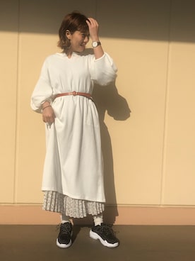 「レイヤードstyle」｜「アイテム（ワンピース/ドレス）」を使った、renaさん（レディース・155cm）の冬コーディネート