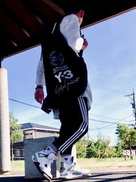 「LAD MUSICIAN（ラッドミュージシャン）の【LAD MUSICIAN×Lui's/ラッド ミュージシャン×ルイス】 アクションペインティング ビッグTシャツ/ビッグシルエット（Tシャツ/カットソー、ホワイト系）」を使った、( I _ T 6)vさん（メンズ・163cm）の夏コーディネート