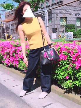 「お散歩」｜「アイテム（スリッポン）」を使った、Natsumiさん（レディース・155cm）の春コーディネート