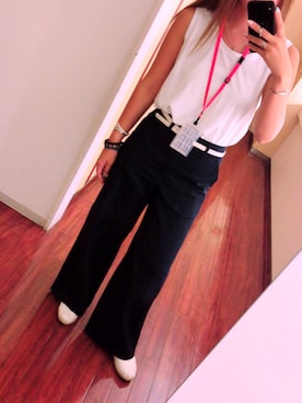 「オフィス」｜「アイテム（スリッポン）」を使った、Natsumiさん（レディース・155cm）の夏コーディネート