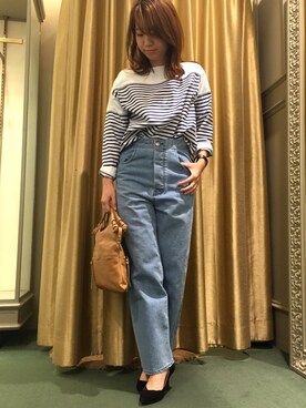 「Rouge vif（ルージュヴィフ）のアイテム（トップス、ホワイト系）」を使った、望月さん（レディース・158cm）の冬コーディネート