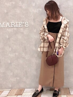 「Aunt Marie's（アントマリーズ）のチェックCPOビッグシャツ / AUNT MARIE'S × WEARISTA YUKI（シャツ/ブラウス）」を使った、𝕄 𝕚 𝕚❁さん（レディース・157cm）の秋コーディネート