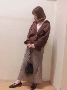 「アイテム（デニムジャケット、ブラウン系）」を使った、𝕄 𝕚 𝕚❁さん（レディース・157cm）の秋コーディネート