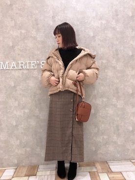 「スタッフセンバツ」｜「アイテム（ダウンジャケット/コート）」を使った、𝕄 𝕚 𝕚❁さん（レディース・157cm）の秋コーディネート