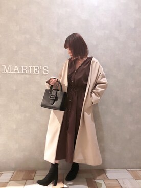 「アウターコーデ」｜「アイテム（ノーカラージャケット）」を使った、𝕄 𝕚 𝕚❁さん（レディース・157cm）の冬コーディネート