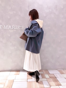 「アウターコーデ」｜「アイテム（ピーコート）」を使った、𝕄 𝕚 𝕚❁さん（レディース・157cm）の冬コーディネート
