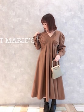 「アイテム（ハンドバッグ、グリーン系）」を使った、𝕄 𝕚 𝕚❁さん（レディース・157cm）の冬コーディネート