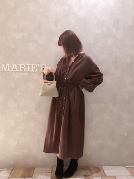 「アイテム（ハンドバッグ、グリーン系）」を使った、𝕄 𝕚 𝕚❁さん（レディース・157cm）の冬コーディネート