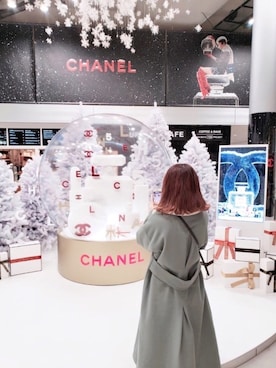 「アイテム（チェスターコート、グリーン系）」を使った、𝕄 𝕚 𝕚❁さん（レディース・157cm）の冬コーディネート