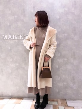 「アイテム（ムートンコート）」を使った、𝕄 𝕚 𝕚❁さん（レディース・157cm）の冬コーディネート