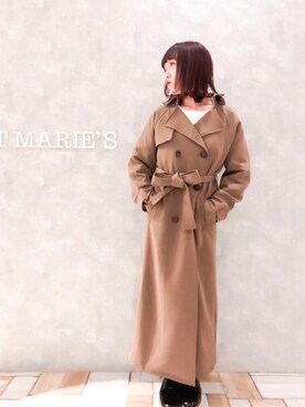 「アイテム（トレンチコート、グリーン系）」を使った、𝕄 𝕚 𝕚❁さん（レディース・157cm）の冬コーディネート