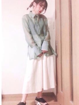 「Libra Cue（リブラ キュー）のアイテム（スカート）」を使った、𝕄 𝕚 𝕚❁さん（レディース・157cm）の春コーディネート