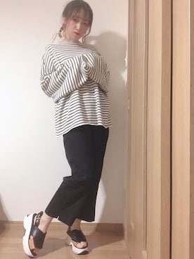 「Libra Cue（リブラ キュー）のアイテム（スラックス）」を使った、𝕄 𝕚 𝕚❁さん（レディース・157cm）の春コーディネート
