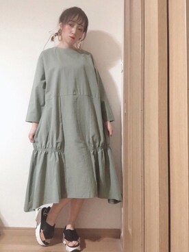 「Libra Cue（リブラ キュー）のアイテム（ワンピース）」を使った、𝕄 𝕚 𝕚❁さん（レディース・157cm）の春コーディネート
