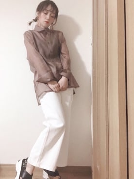 「Libra Cue（リブラ キュー）のアイテム（パンツ）」を使った、𝕄 𝕚 𝕚❁さん（レディース・157cm）の春コーディネート