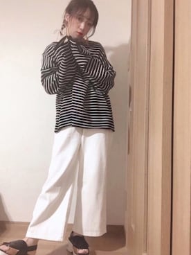 「Libra Cue（リブラ キュー）のアイテム（パンツ）」を使った、𝕄 𝕚 𝕚❁さん（レディース・157cm）の春コーディネート