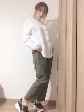 「Libra Cue（リブラ キュー）のアイテム（パンツ）」を使った、𝕄 𝕚 𝕚❁さん（レディース・157cm）の春コーディネート