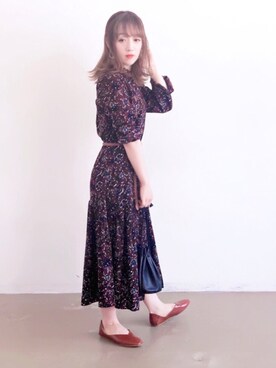 「部屋撮り」｜「アイテム（ワンピース/ドレス）」を使った、𝕄 𝕚 𝕚❁さん（レディース・157cm）の春コーディネート