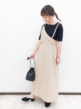 「部屋撮り」｜「アイテム（ワンピース/ドレス）」を使った、𝕄 𝕚 𝕚❁さん（レディース・157cm）の春コーディネート